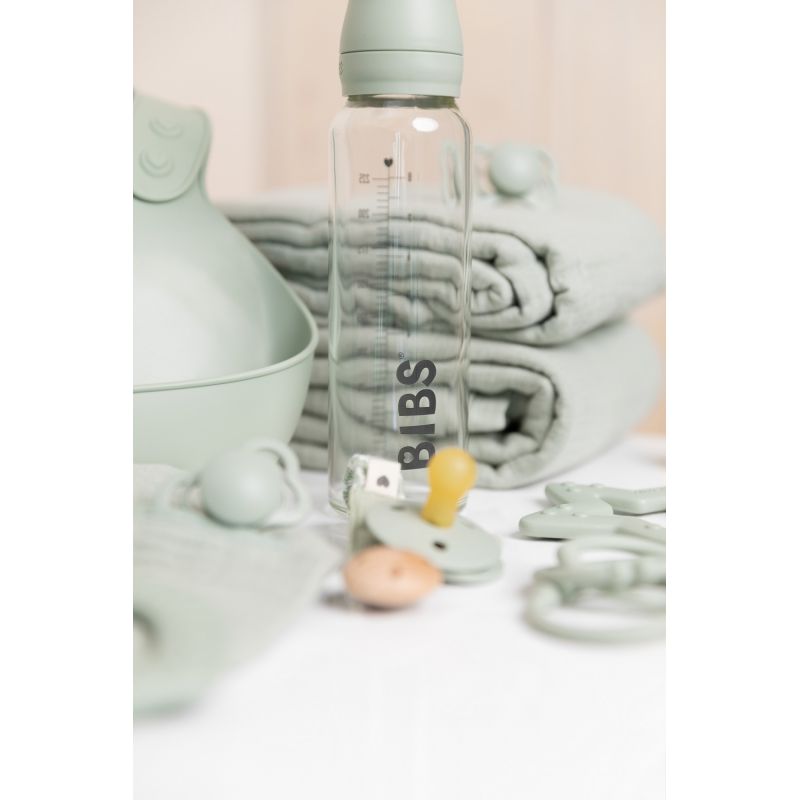 BIBS Baby Glass Bottle - Complete Set 8 Ounce - Sage Baby Essentials Bibs 