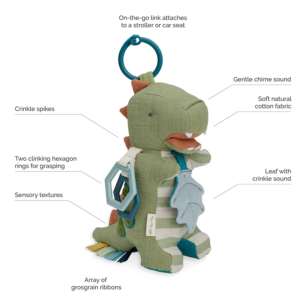 Bitzy Bespoke Link & Love Activity Plush with Teether Toy - Dino Teething Itzy Ritzy 
