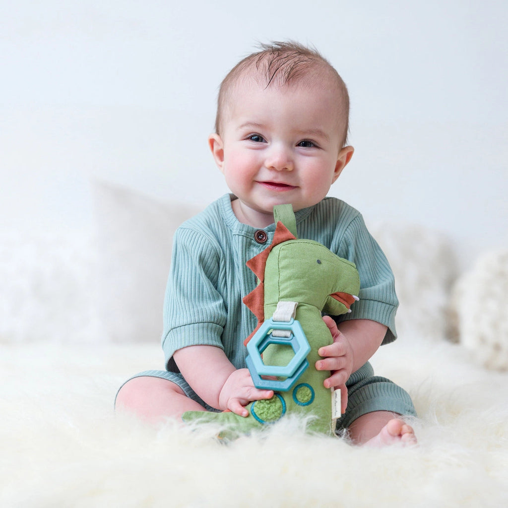 Bitzy Bespoke Link & Love Activity Plush with Teether Toy - Dino Teething Itzy Ritzy 