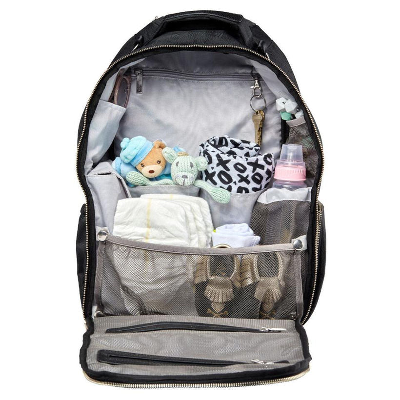 Boss Diaper Bag Backpack - Black Herringbone Diaper Bag Itzy Ritzy 