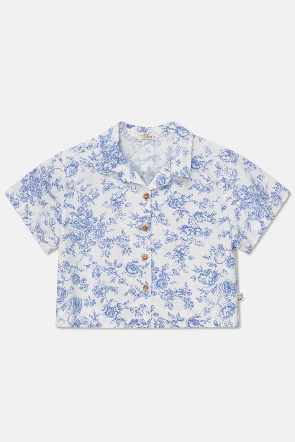 Crop Shirt - Ivory Blue Floral Children's Clothing My Little Cozmo 