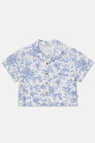 Crop Shirt - Ivory Blue Floral Children's Clothing My Little Cozmo 
