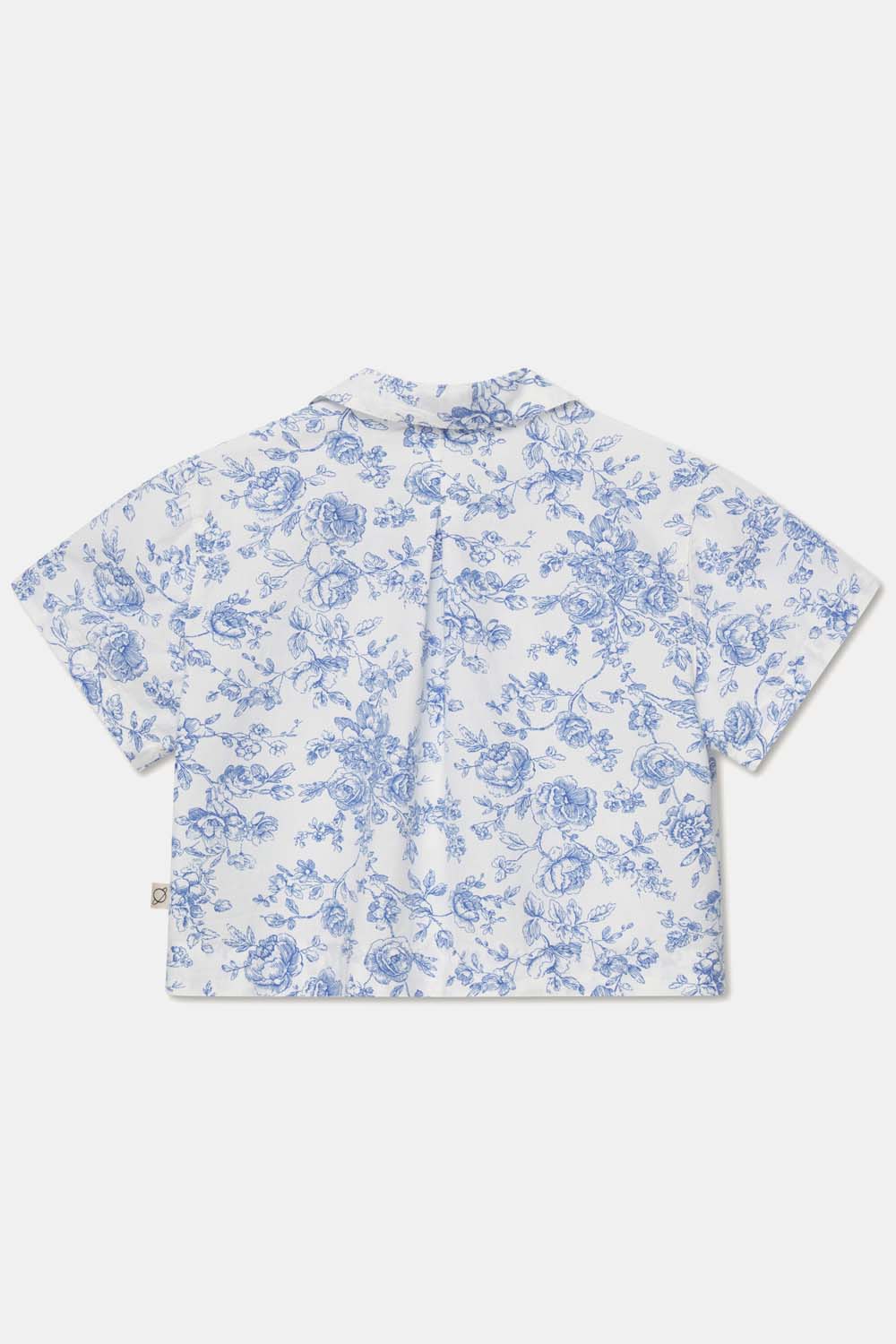 Crop Shirt - Ivory Blue Floral Children's Clothing My Little Cozmo 