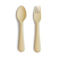 Load image into Gallery viewer, Dinnerware Fork and Spoon Set - Pale Daffodil Baby Essentials Mushie 
