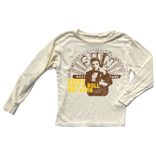 Elvis/Sun Records Longsleeve Tee - Cream Children's Clothing Rowdy Sprout 