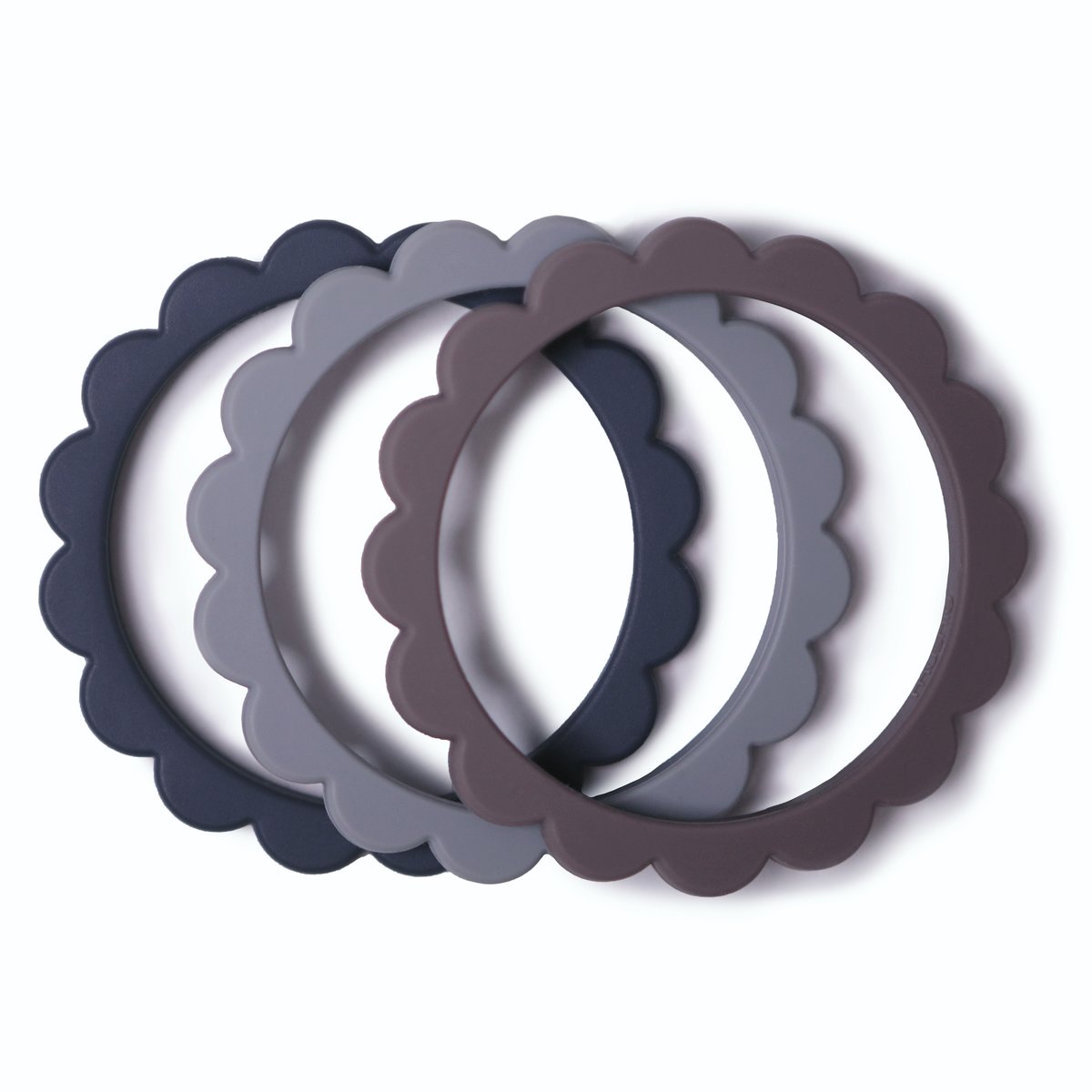 Flower Teething Bracelet 3 Pack - Steel/Dove Gray/Stone Teething Mushie 