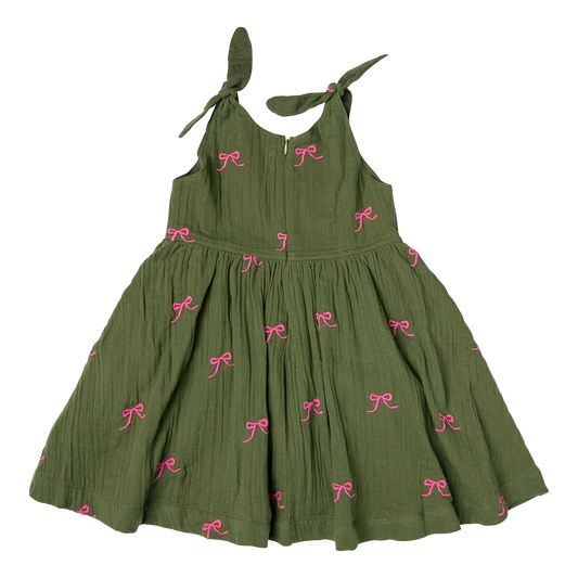 Girl's Taylor Dress - Olive Bows