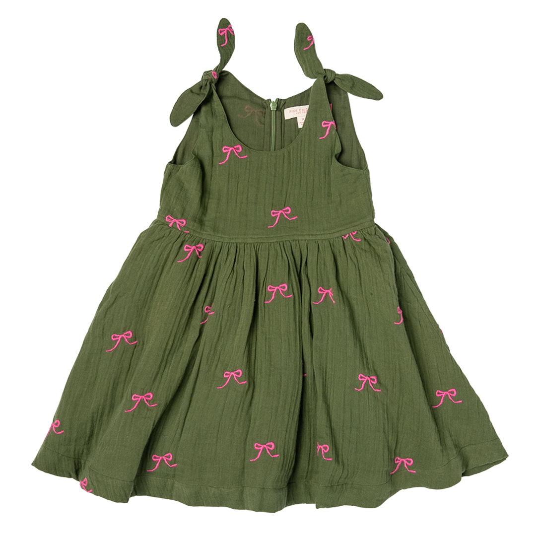 Girl's Taylor Dress - Olive Bows