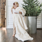Ivory Patterned Throw Blanket - Extra Large Blankets Saranoni 