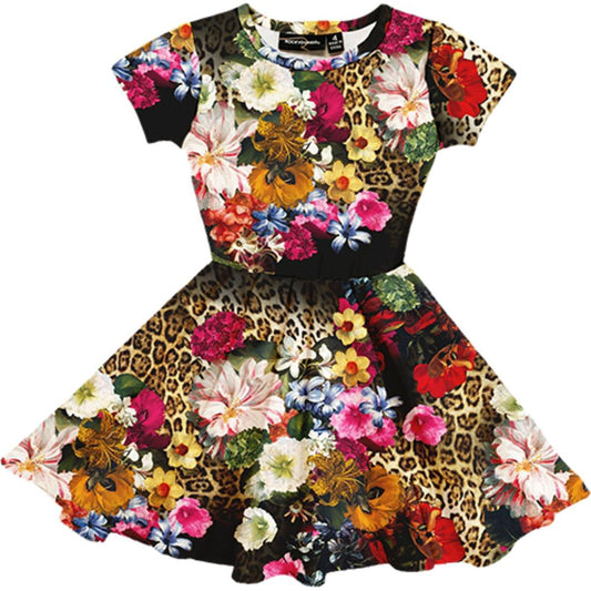 Leopard Floral Waisted Dress - Floral Children's Clothing Rock Your Baby 
