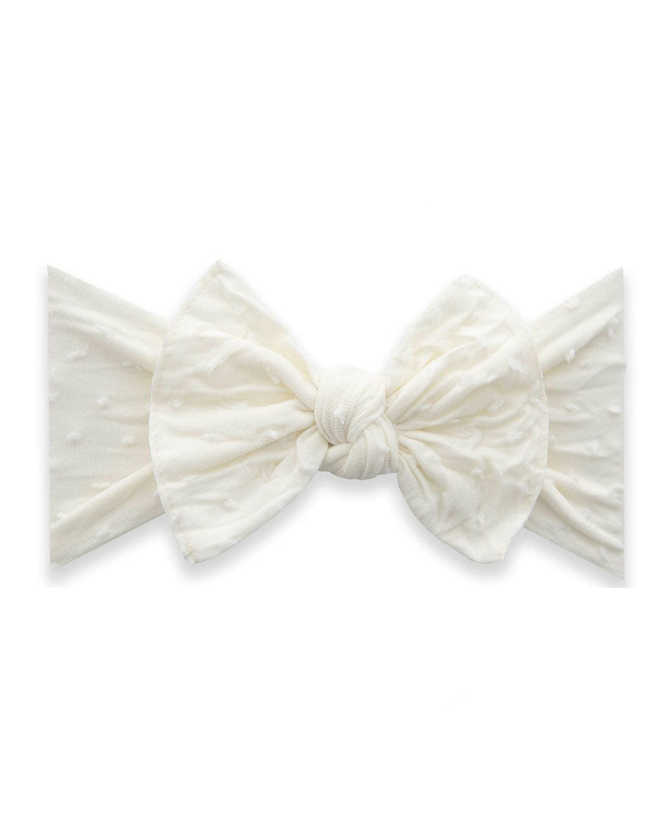 Patterned Shabby Knot Headband - Ivory Dot Hair Accessories Baby Bling 