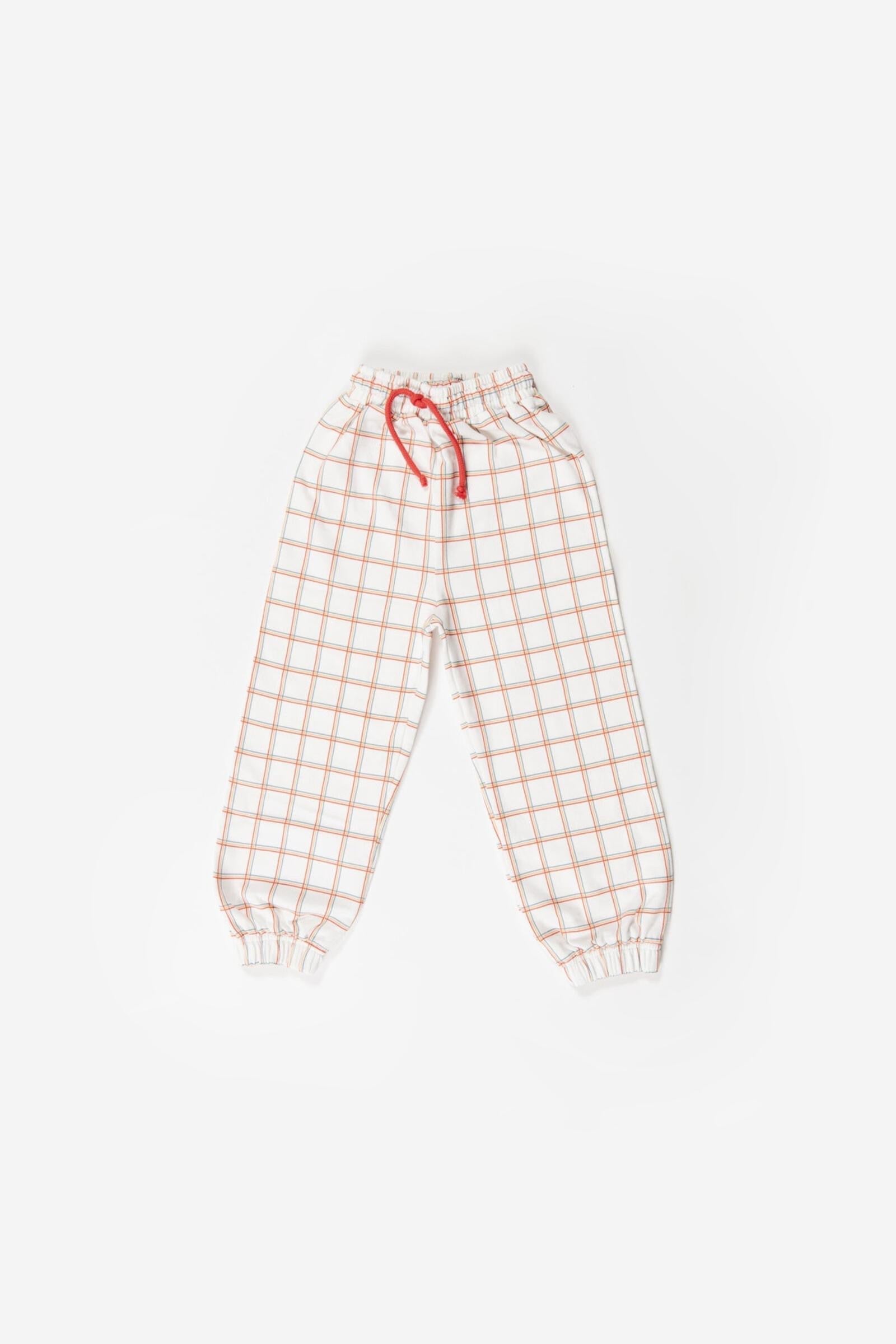 Terry Track Pants - Grid Print Children's Clothing Fin & Vince 